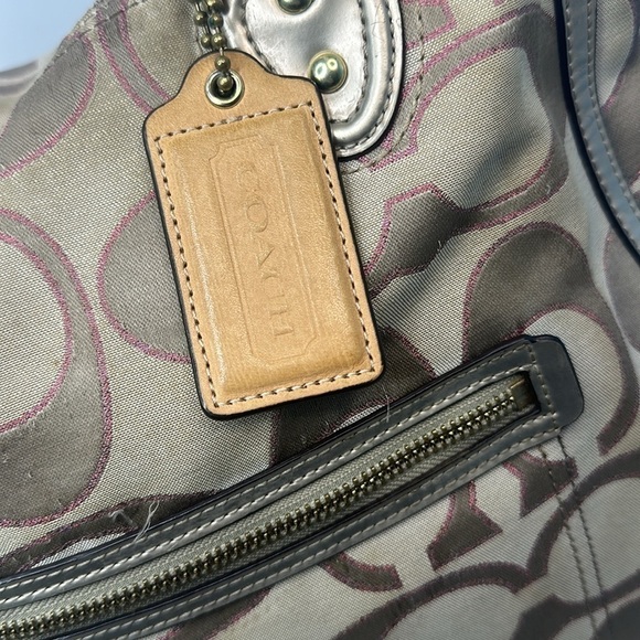 Coach 22455 Poppy Signature Metallic Outline Hallie Tote - Picture 6 of 10